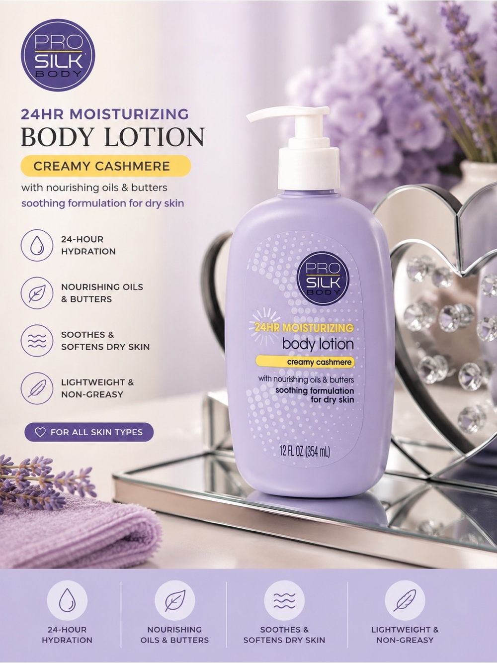 Creamy Cashmere 24HR Moisturizing Body Lotion - Lavender